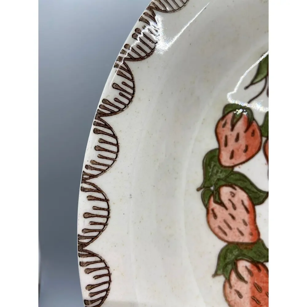 Vintage Stoneware Strawberry Pie Plate / Recipe Plate Signed Dee